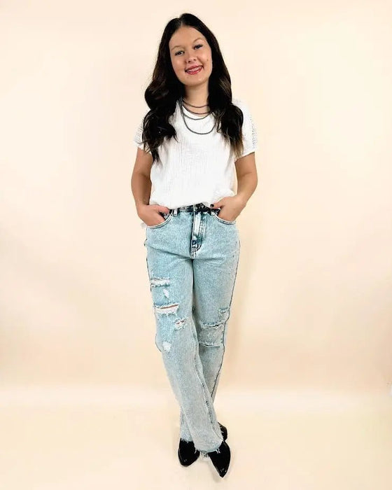 Dogma High Rise Straight Leg Denim Jeans - LECCE