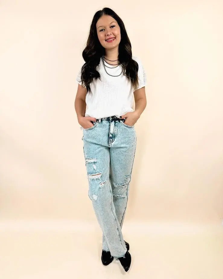 Dogma High Rise Straight Leg Denim Jeans - LECCE