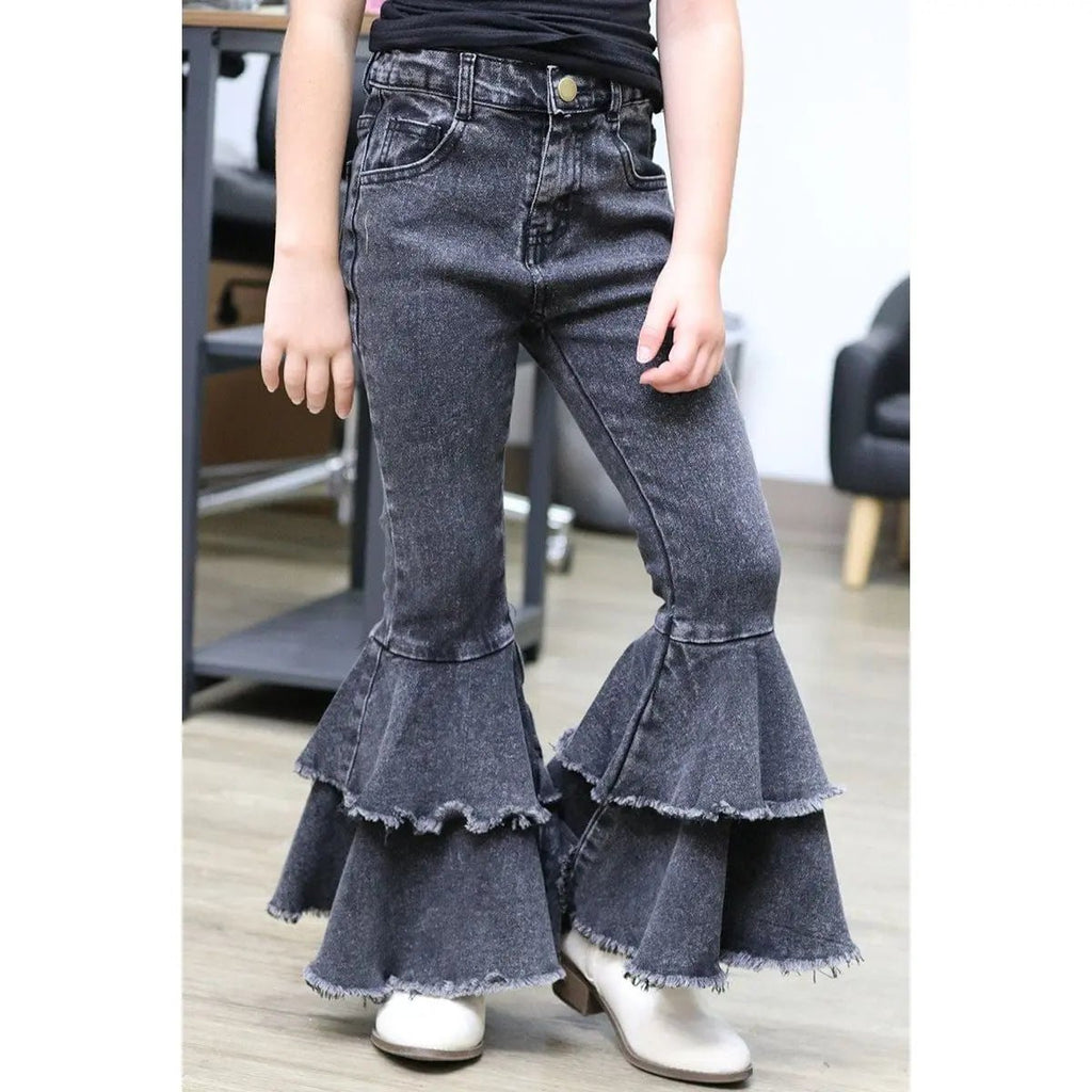 Pantalón campana de mezclilla de doble capa.