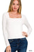 Double Layered Square Neck Fitted Long Sleeve Top - LECCE