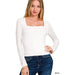 Double Layered Square Neck Fitted Long Sleeve Top - LECCE