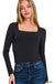 Double Layered Square Neck Fitted Long Sleeve Top - LECCE