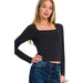 Double Layered Square Neck Fitted Long Sleeve Top - LECCE