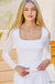Double Layered Square Neck Fitted Long Sleeve Top - LECCE