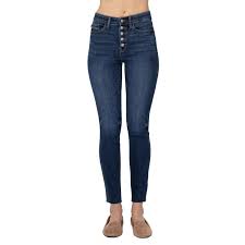 HI-RISE Button Fly Cut Off Skinny Jeans Judy Blue