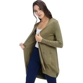 Knit Open Front Shawl Neck Cardigan