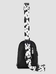 Wrangler Black Cow Print Crossbody Sling Chest Bag