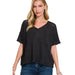 Drop Shoulder Short Sleeve Jacquard Sweater - LECCE