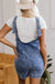 Dusk Blue Sleeveless U Neck Patched Pocket Denim Romper - LECCE