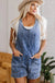 Dusk Blue Sleeveless U Neck Patched Pocket Denim Romper - LECCE