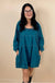 Dusk Blue Square Neck Side Pockets Loose Fit Denim Mini Dress - LECCE