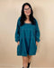 Dusk Blue Square Neck Side Pockets Loose Fit Denim Mini Dress - LECCE