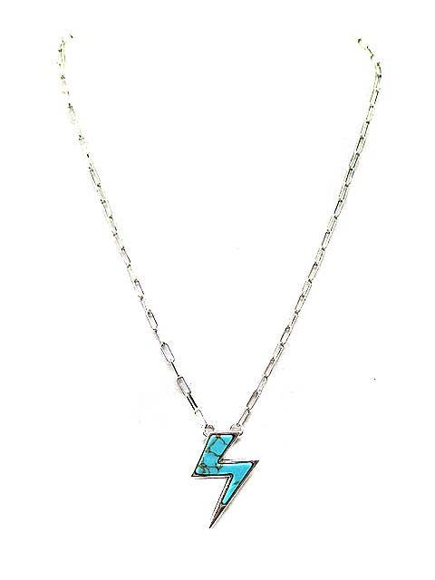 Western Turquoise Thunderbolt Necklace Snowing West
