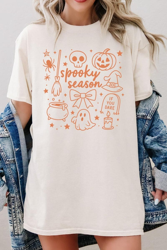 Halloween Doodle Graphic Tee in Black front view