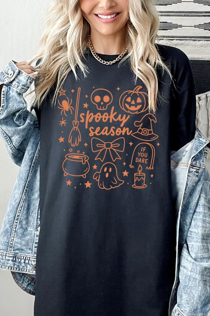 Halloween Doodle Graphic Heavy Cotton Tee