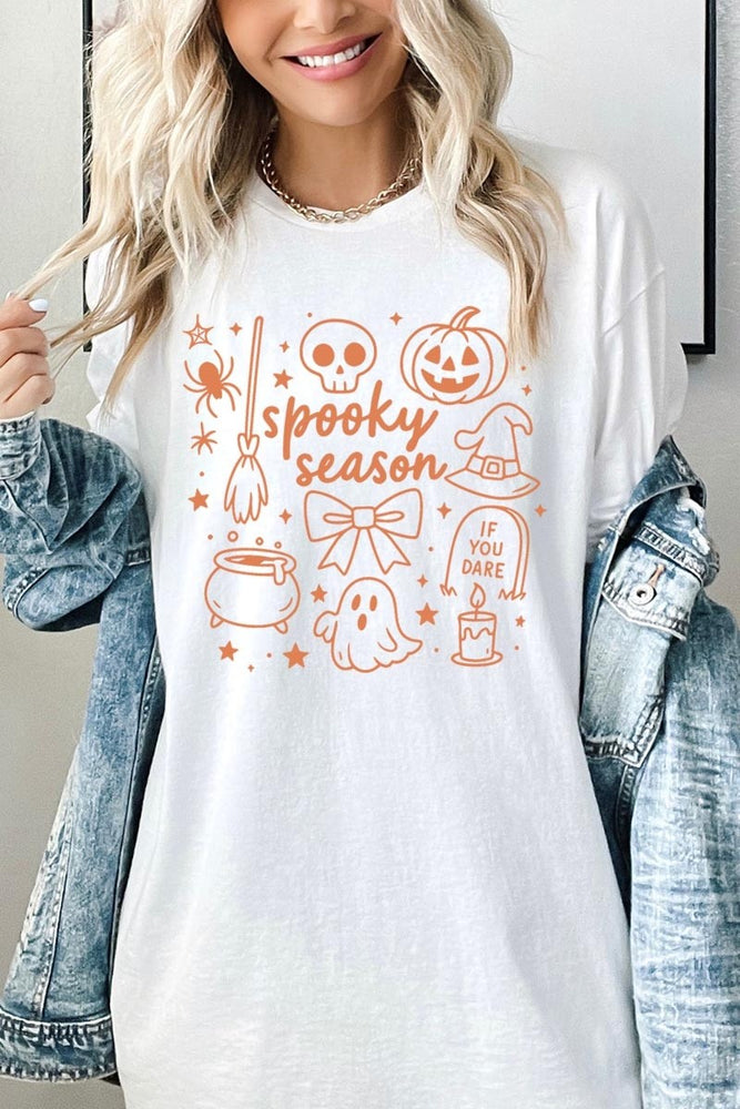 Halloween Doodle Graphic Tee in Black detail view
