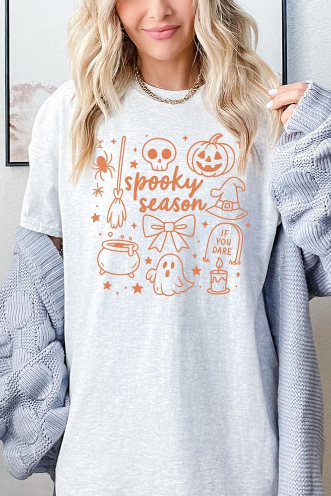 Halloween Doodle Graphic Tee in Black lifestyle view