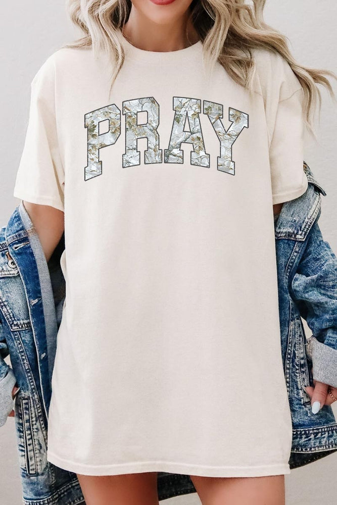 Pray Graphic Heavy Cotton Tee in Sand alternate view