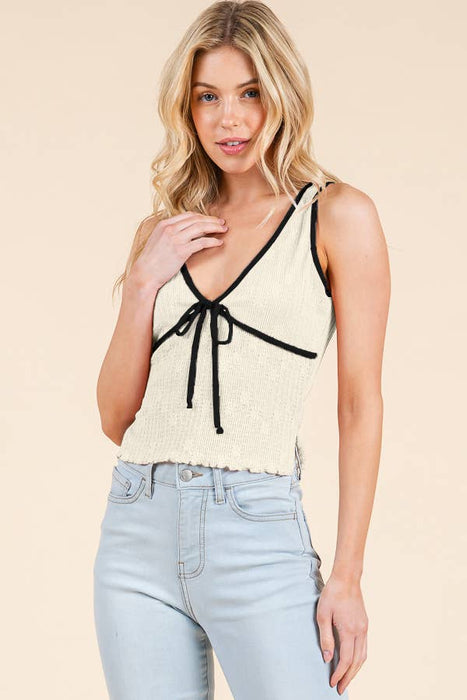 Binding Merrow W/ Bow Sleeveless Top