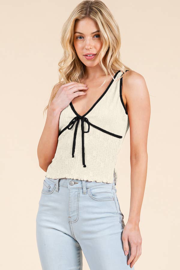 Binding Merrow W/ Bow Sleeveless Top