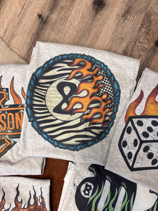 TIGER PRINT & FLAME 8 BALL TEE Sugar & Velvet Collective Wholesale