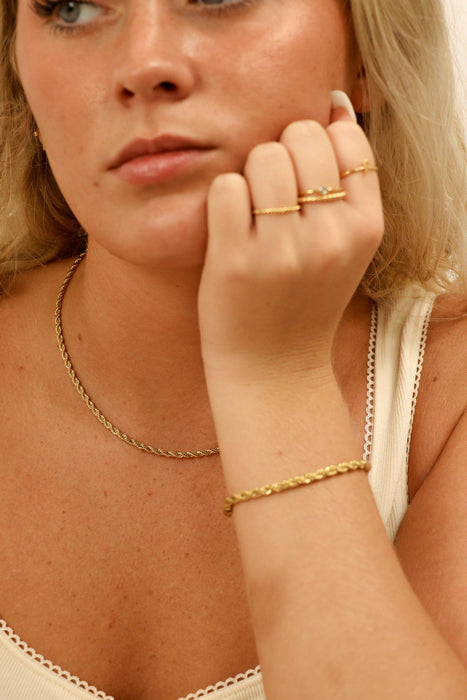 Gold Rope Chain Necklace Stainless Steel