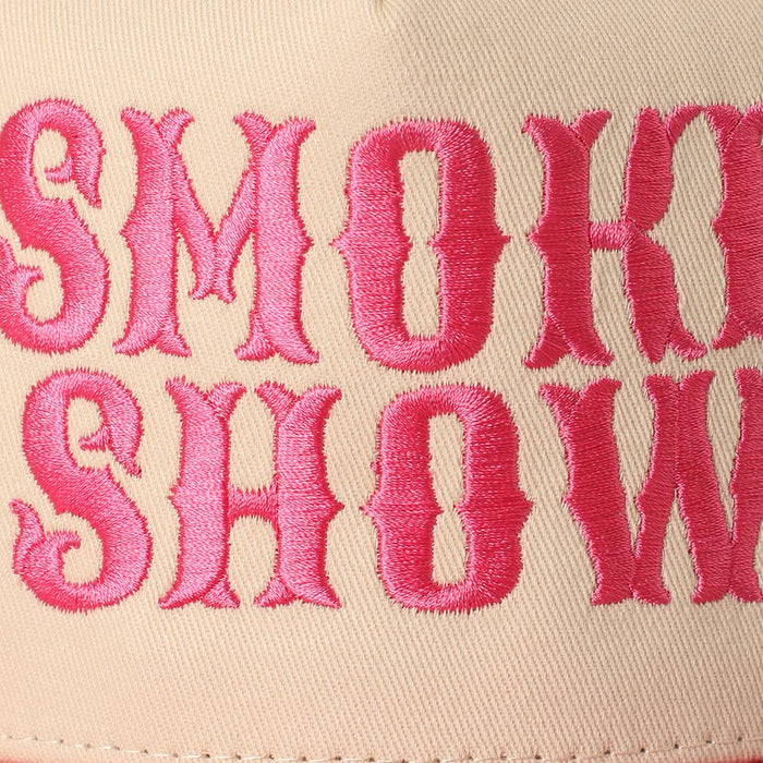 SMOKE SHOW Typographic Embroidery Baseball Cap Fashion City