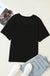 Black Corded V Neck Chest Pocket Loose T-shirt