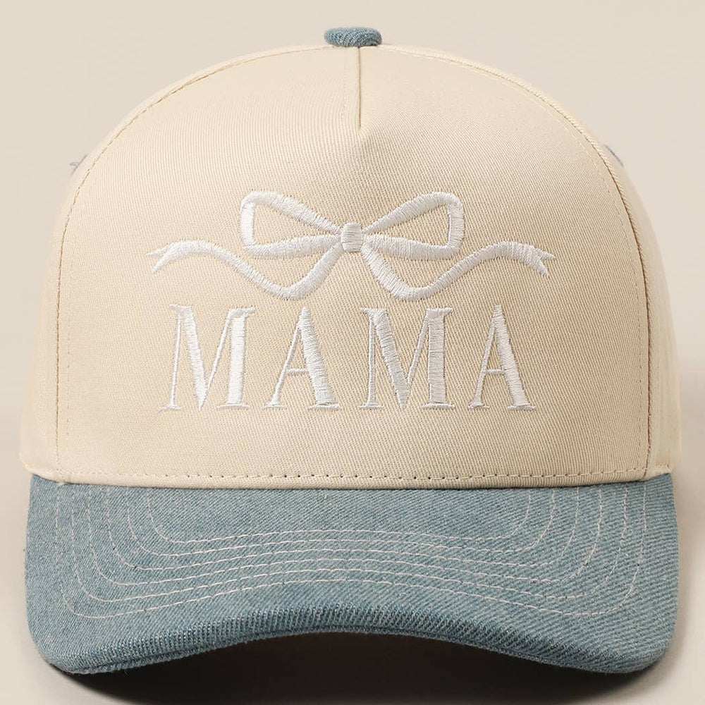 MAMA Ribbon Embroidered Two-Tone Trucker Hat Fashion City