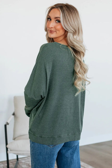 Waffle Knit Long Sleeve Top
