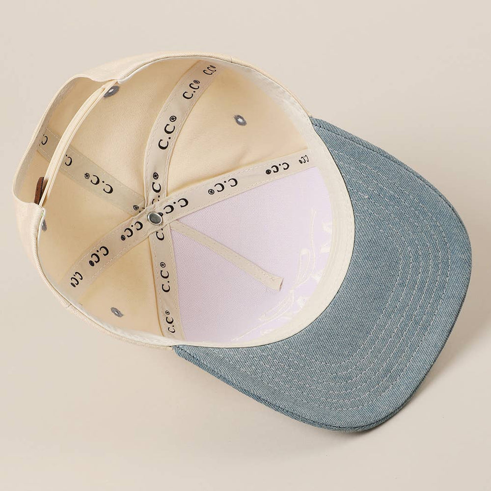 MAMA Ribbon Embroidered Two-Tone Trucker Hat Fashion City