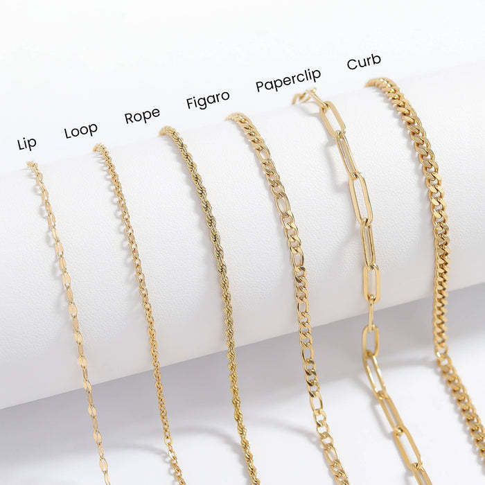 Gold Rope Chain Necklace Stainless Steel