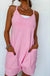 Pink Sleeveless Pocketed V Neck Jersey Romper Dear lover