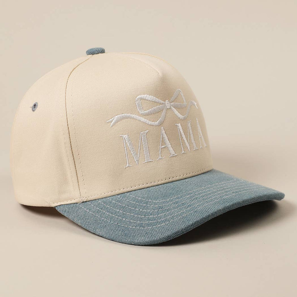 MAMA Ribbon Embroidered Two-Tone Trucker Hat Fashion City