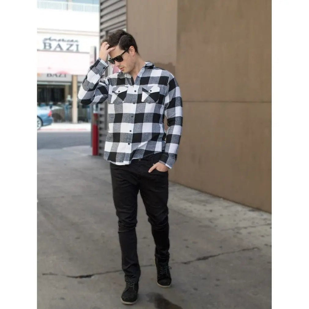 Flannel - Button Down - Plaid - Fornt Pockets - LECCE