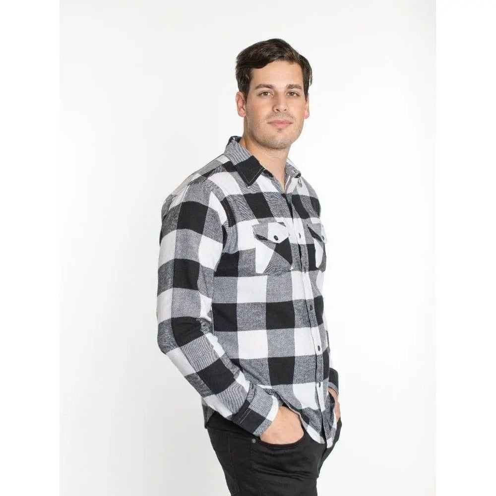 Flannel - Button Down - Plaid - Fornt Pockets - LECCE