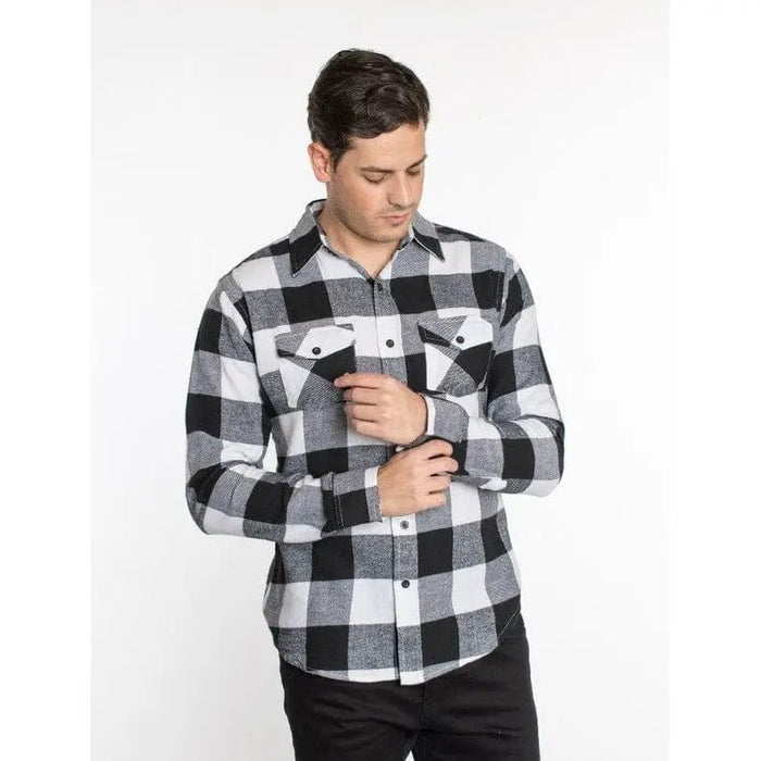 Flannel - Button Down - Plaid - Fornt Pockets - LECCE