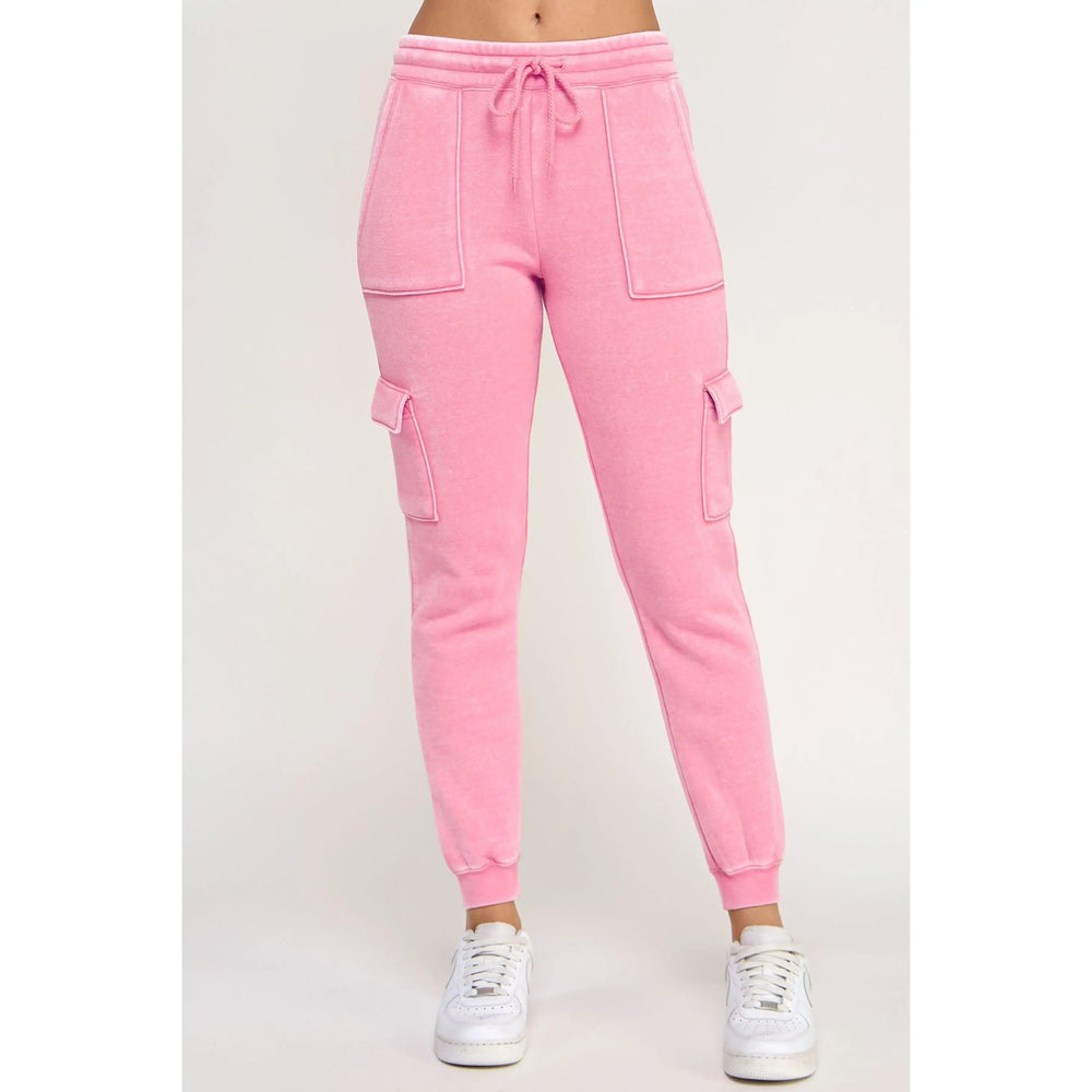 Fleece Burnout High Rise Cargo Jogger - LECCE