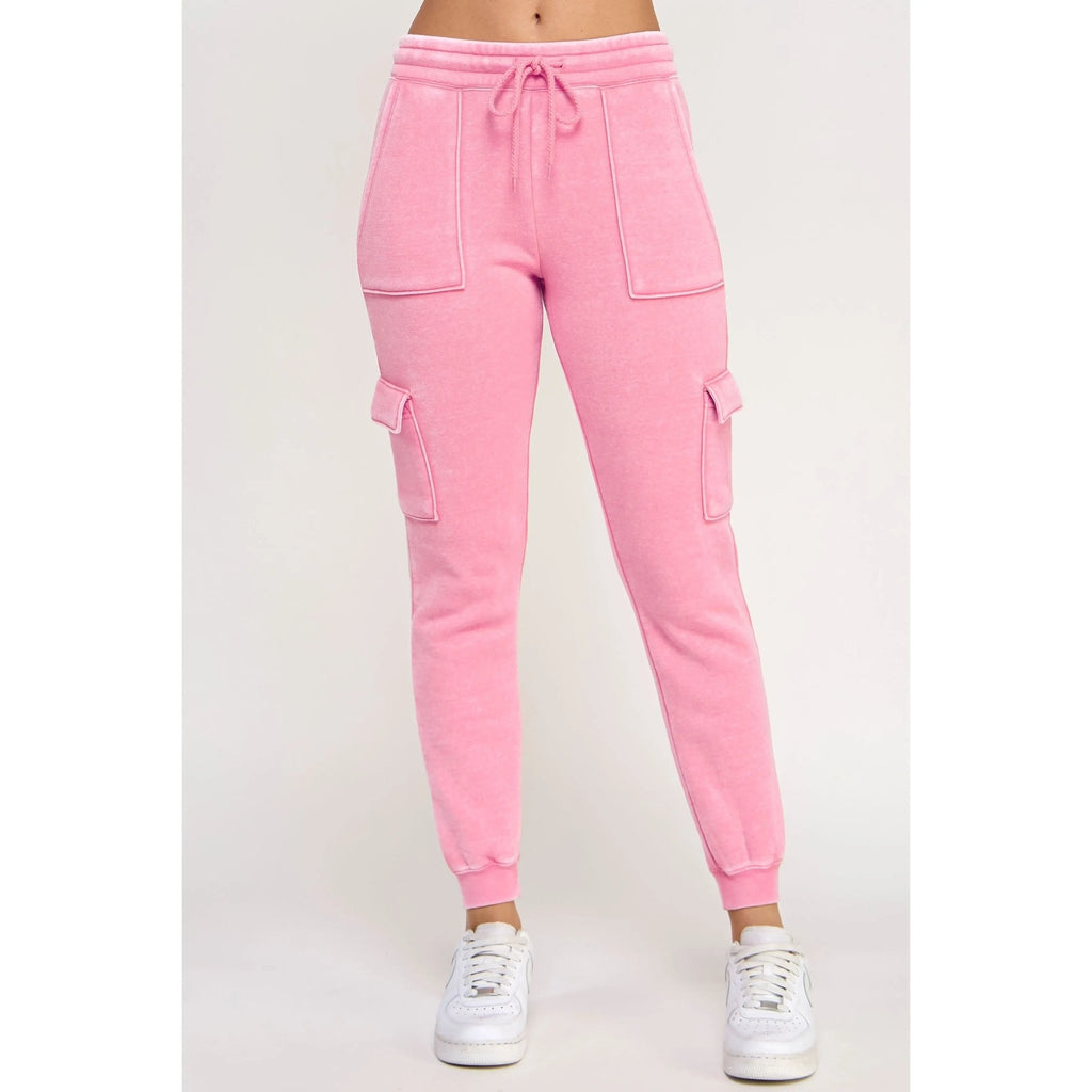 Fleece Burnout High Rise Cargo Jogger