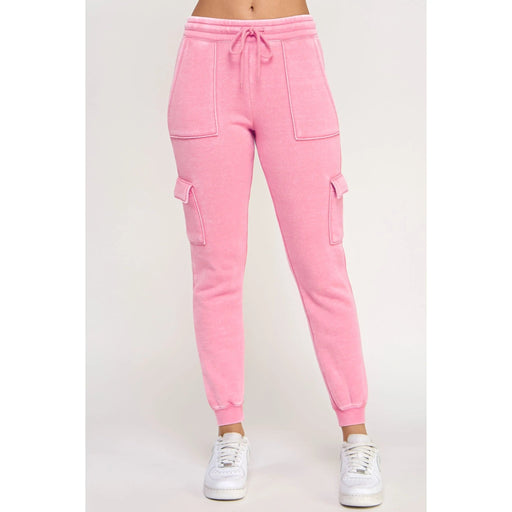 Fleece Burnout High Rise Cargo Jogger - LECCE