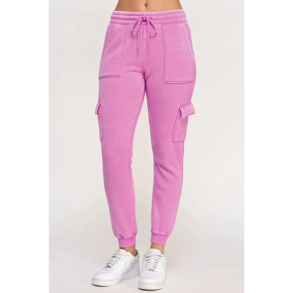 Fleece Burnout High Rise Cargo Jogger - LECCE