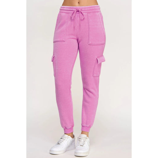 Fleece Burnout High Rise Cargo Jogger - LECCE