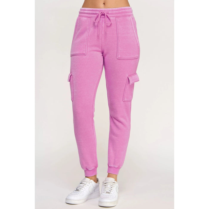 Fleece Burnout High Rise Cargo Jogger - LECCE