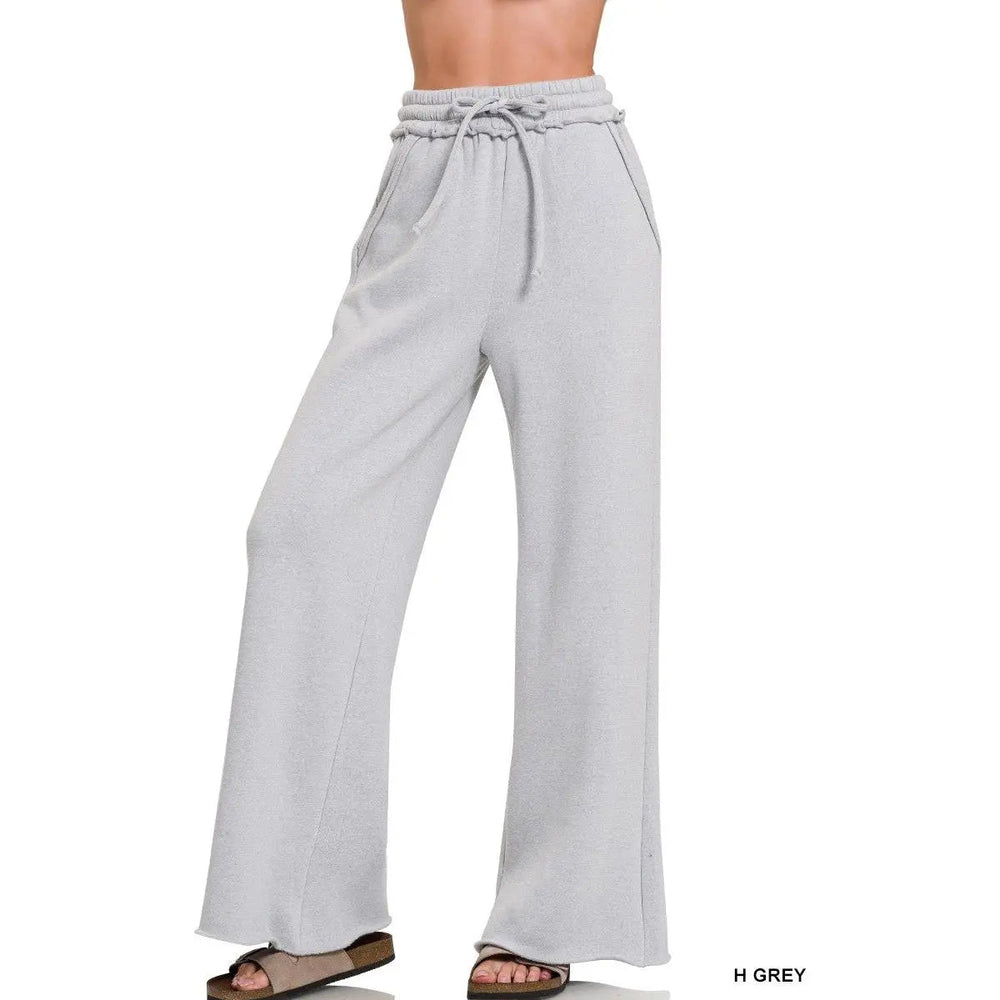 Fleece Exposed Seam Wide Leg Sweatpants - LECCE