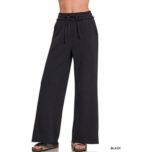 Fleece Exposed Seam Wide Leg Sweatpants - LECCE