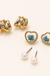 Heart Floral Porcelain Earring Trio on soft-white background