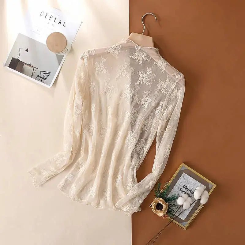 Floral Lace Sheer Mesh Layering Top - LECCE