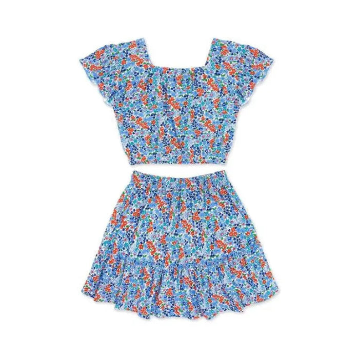 Floral Skirt Set W/ Ruffle Sleeve - LECCE