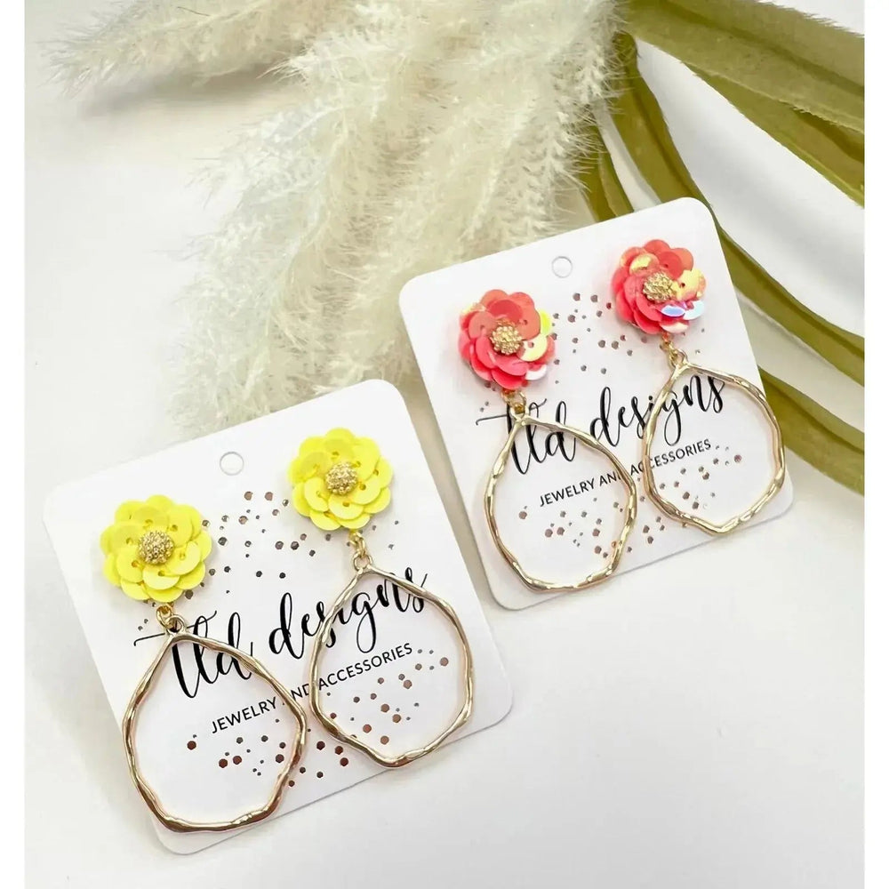Floral Sunrise Earrings Pink - LECCE