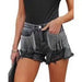 Frayed Rhinestone Denim Shorts - LECCE